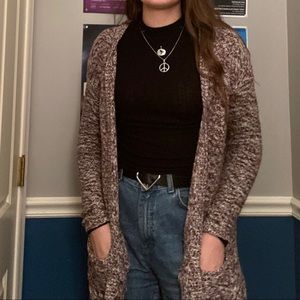 Maroon Thick Knit Cardigan